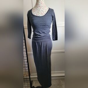 alternative earth maxi dress Alternative Earth Dress Maxi Blue Fitted Stretch Blend Cotton Size M